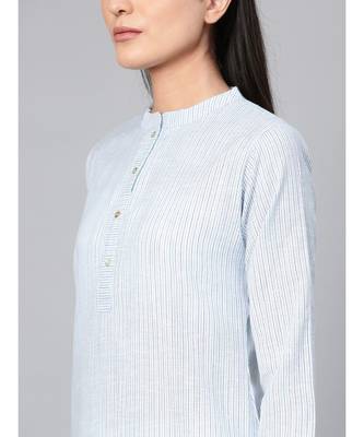 Indo Era Sea Green Striped Straight Kurtas 3