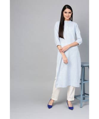 Indo Era Sea Green Striped Straight Kurtas 4