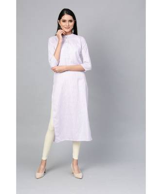 Indo Era Purple Striped Straight Kurtas 1