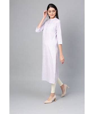 Indo Era Purple Striped Straight Kurtas 2
