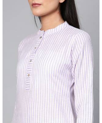 Indo Era Purple Striped Straight Kurtas 3