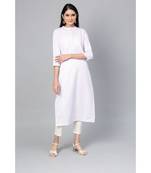 Indo Era White Striped Straight Kurtas