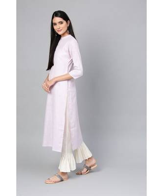 Indo Era Purple Striped Straight Kurtas 2