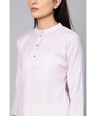 Indo Era Purple Striped Straight Kurtas 3