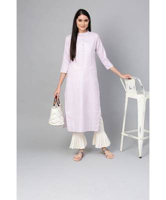 Indo Era Purple Striped Straight Kurtas 4