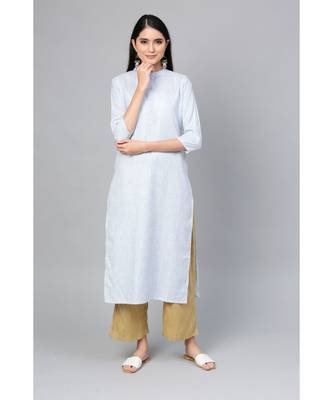 Indo Era Blue Striped Straight Kurtas 1