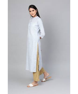 Indo Era Blue Striped Straight Kurtas 2