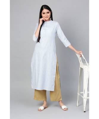 Indo Era Blue Striped Straight Kurtas 4
