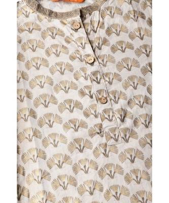Indo Era Beige Printed A Lilne Kurtas 4