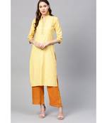 Indo Era Yellow Embellished Straight Kurtas