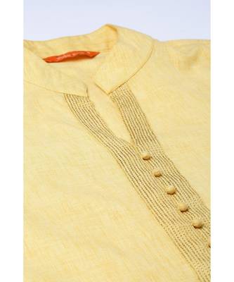 Indo Era Yellow Embellished Straight Kurtas 3