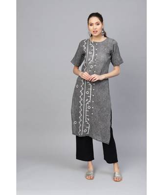 Indo Era Black Embroidered Straight Kurtas 1