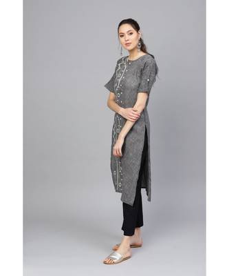 Indo Era Black Embroidered Straight Kurtas 2