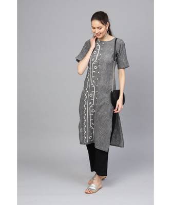 Indo Era Black Embroidered Straight Kurtas 3