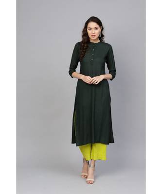 Indo Era Green Solid Straight Kurtas 1
