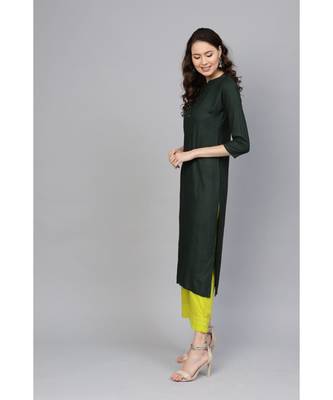Indo Era Green Solid Straight Kurtas 2