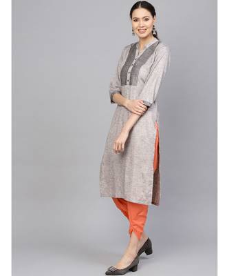 Indo Era Grey Embellished Straight Kurtas 2