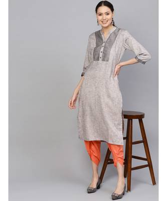 Indo Era Grey Embellished Straight Kurtas 3