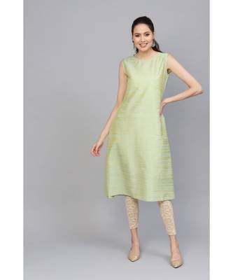 Indo Era Sea Green Solid A-Line Kurtas 5