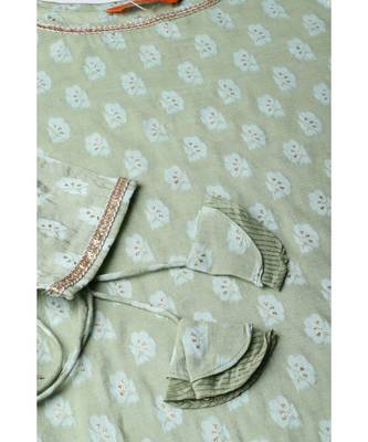 Indo Era Sea Green Solid A-Line Kurtas 6