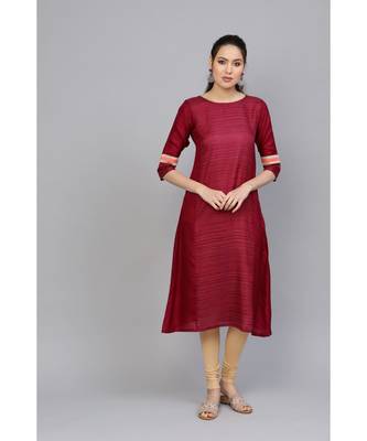 Indo Era Magenta Panelled A-line Kurtas 1