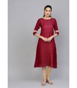 Indo Era Magenta Panelled A-line Kurtas