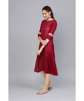 Indo Era Magenta Panelled A-line Kurtas 2