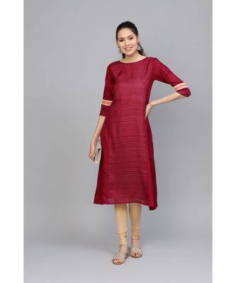 Indo Era Magenta Panelled A-line Kurtas 3