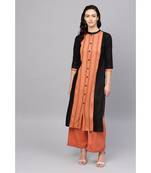 Indo Era Black Striped Straight Kurtas