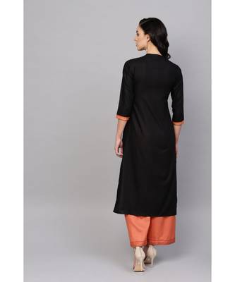 Indo Era Black Striped Straight Kurtas 2