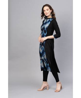 Indo Era Black Solid Straight Kurtas 2