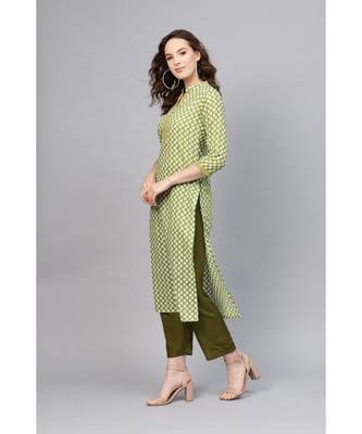 Indo Era Green Printed Straight Kurtas 2