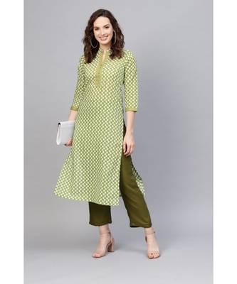 Indo Era Green Printed Straight Kurtas 3