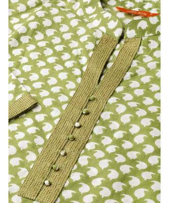 Indo Era Green Printed Straight Kurtas 4