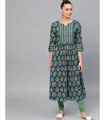 Indo Era Navy Blue Printed Anarkali Kurtas