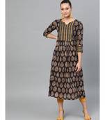 Indo Era Black Printed Anarkali Kurtas