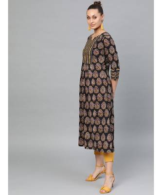 Indo Era Black Printed Anarkali Kurtas 3