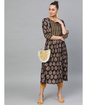 Indo Era Black Printed Anarkali Kurtas 5