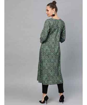 Indo Era Green Printed Anarkali Kurtas 2