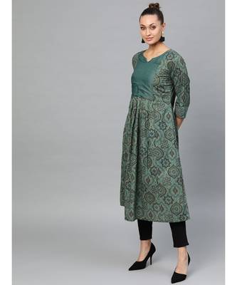 Indo Era Green Printed Anarkali Kurtas 3