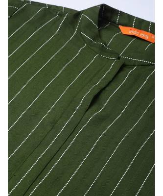 Indo Era Green Striped Straight Kurtas 4