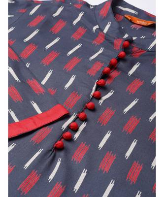 Indo Era Navy Blue Printed Straight Kurtas 4