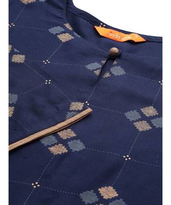 Indo Era Blue Printed Straight Kurtas 4