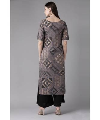 Indo Era Grey Foil Printed Satright Kurtas 2