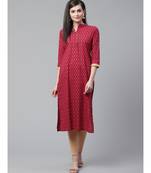 Indo Era Maroon Foil Printed Straight Kurtas