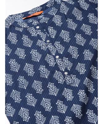 Indo Era Blue Printed Straight Kurtas 4