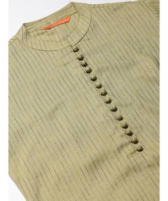 Indo Era Olive Striped Straight Kurtas 4