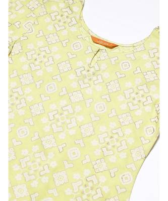 Indo Era Yellow Printed Straight Kurtas 4