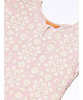 Indo Era Pink Printed Straight Kurtas 4