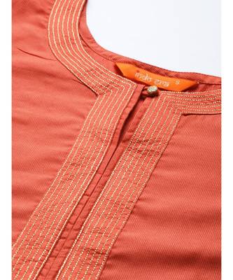 Indo Era Rust Solid Straight Kurtas 3